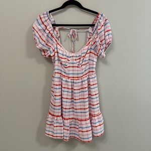 Buddy Love Plaid Babydoll Mini Dress | Puff Sleeve Cottagecore Small